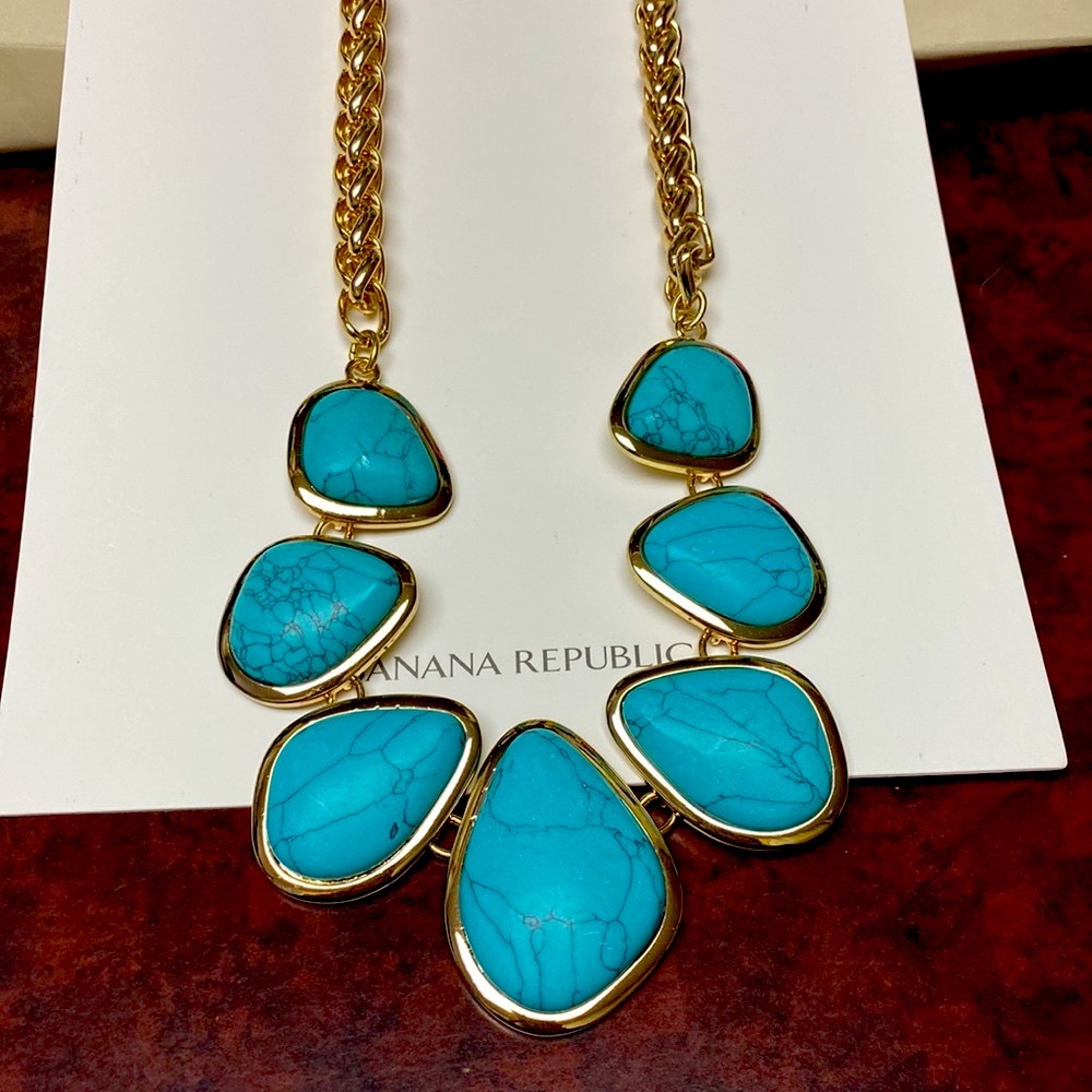 Banana Republic Luxe Turquoise Beach Statement Necklace NeverUsed - Picture 8 of 8